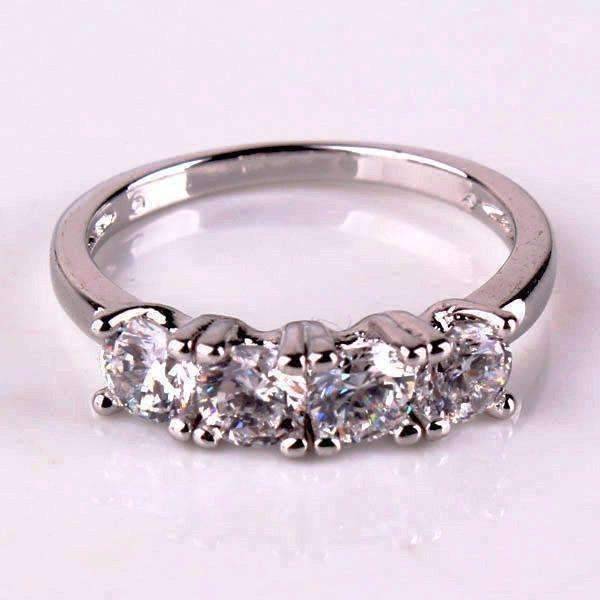Feshionn IOBI Rings Devotion Four Stone 1ct CZ Anniversary Band Ring