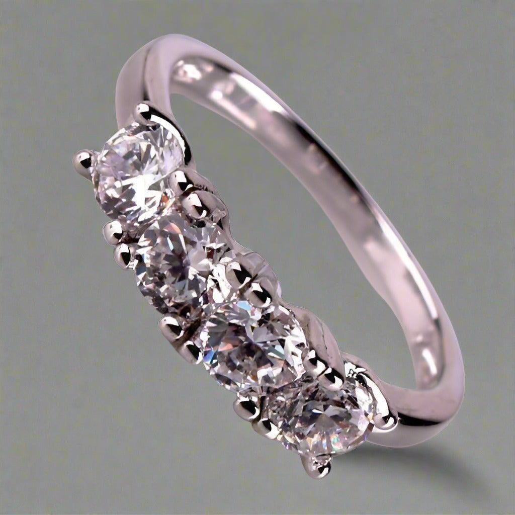 Feshionn IOBI Rings Devotion Four Stone 1ct CZ Anniversary Band Ring