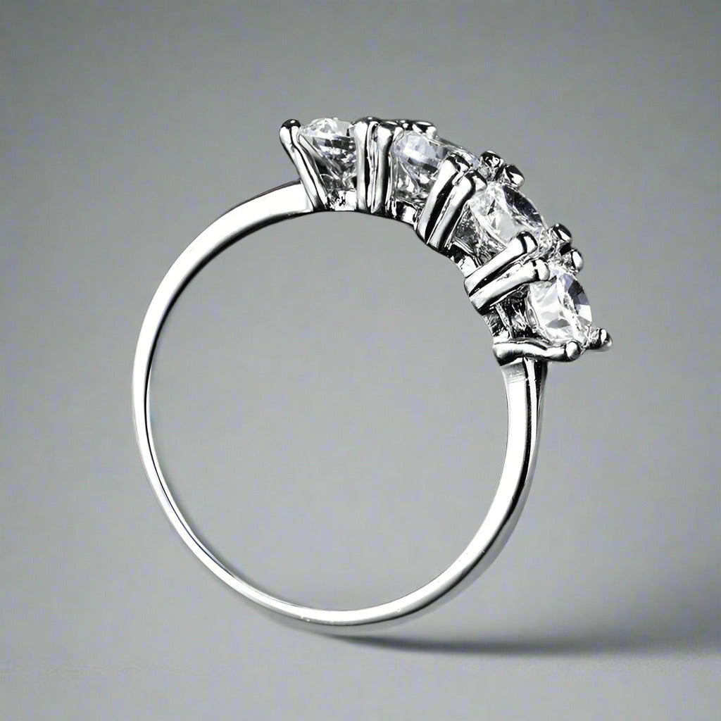 Feshionn IOBI Rings Devotion Four Stone 1ct CZ Anniversary Band Ring