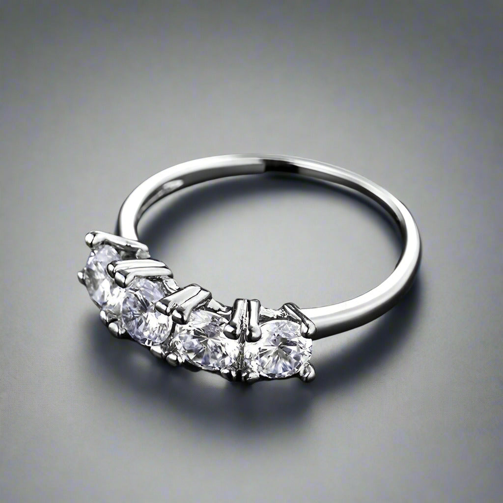 Feshionn IOBI Rings Devotion Four Stone 1ct CZ Anniversary Band Ring