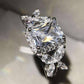 Feshionn IOBI Rings Emerald Cut Butterfly Accented Cubic Zirconia Ring