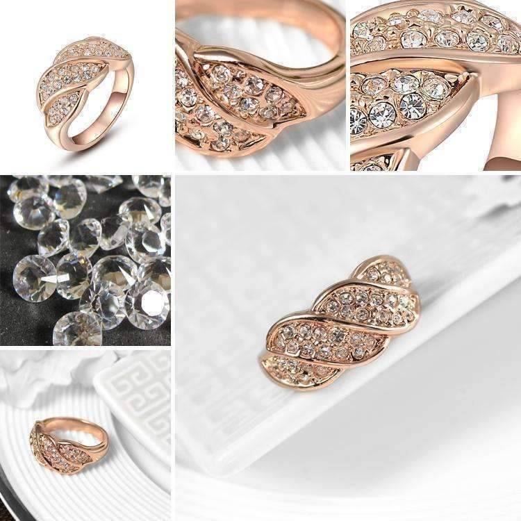 Feshionn IOBI Rings French Twist Pavé Crystal Ring in 18k Rose Gold or White Gold