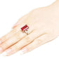 Feshionn IOBI Rings Heirloom 9CT Emerald Cut Simulated Pigeon Blood Ruby IOBI Precious Gems Ring
