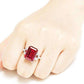 Feshionn IOBI Rings Heirloom 9CT Emerald Cut Simulated Pigeon Blood Ruby IOBI Precious Gems Ring