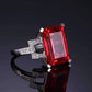 Feshionn IOBI Rings Heirloom 9CT Emerald Cut Simulated Pigeon Blood Ruby IOBI Precious Gems Ring