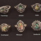 Feshionn IOBI Rings Marquis Abalone Shell and Black Crystal Vintage Silver Ring