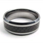 Feshionn IOBI Rings Men's Geometric Carbon Fiber Inlay Polished Tungsten Carbide Ring