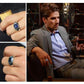 Feshionn IOBI Rings Octavius 4.3CT Emerald Cut Swiss Blue Sapphire IOBI Precious Gems Men's Ring