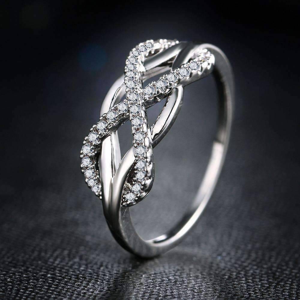 Feshionn IOBI Rings ON SALE - Continuum Petite Pavé CZ Infinity Symbol Ring in White or Rose Gold