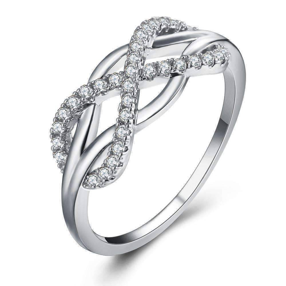 Feshionn IOBI Rings ON SALE - Continuum Petite Pavé CZ Infinity Symbol Ring in White or Rose Gold