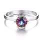 Feshionn IOBI Rings Rainbow Fire Genuine Mystic Topaz Round Cut 1.4CT IOBI Precious Gems Solitaire Ring