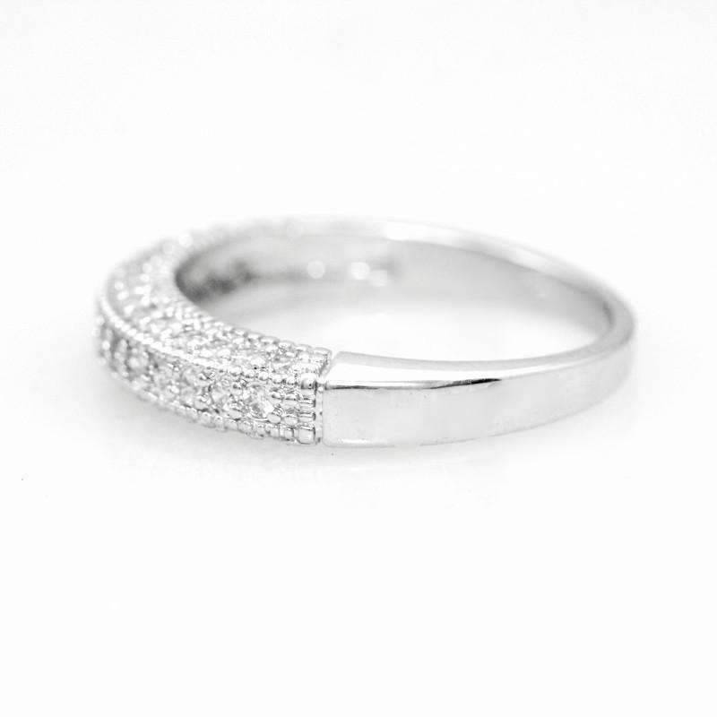 Feshionn IOBI Rings "Sofia" Micro Pavé Set Cubic Zirconia Milgrain Half Band Ring