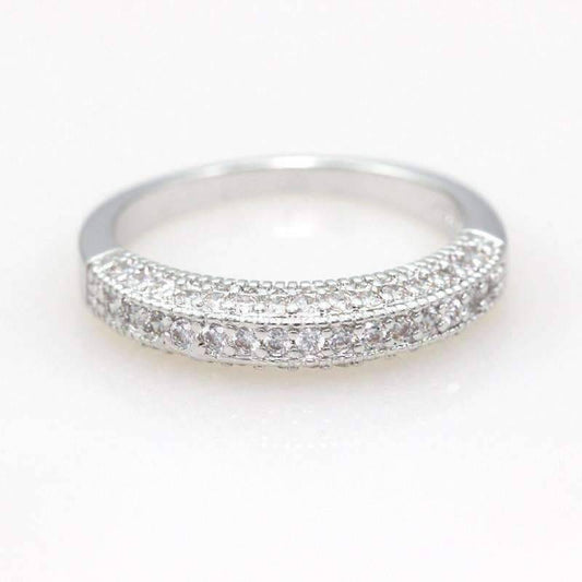 Feshionn IOBI Rings "Sofia" Micro Pavé Set Cubic Zirconia Milgrain Half Band Ring