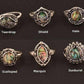 Feshionn IOBI Rings Sunburst Abalone Shell and Black Crystal Vintage Silver Ring