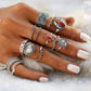 Feshionn IOBI Rings Sunrise Sunset Collection Boho Midi-Knuckle Rings Set of 14