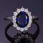 Feshionn IOBI Rings Swiss Blue Halo Oval Cut 2.5CT Simulated Sapphire IOBI Precious Gems Ring