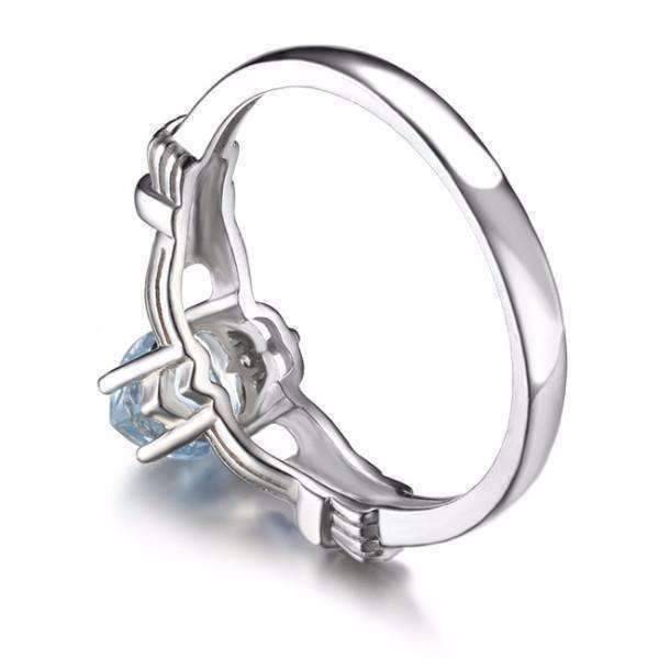 Feshionn IOBI Rings Tara Claddagh Heart 0.4CT Genuine Aquamarine IOBI Precious Gems Ring