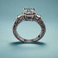 Feshionn IOBI Rings Timeless Three Stone Emerald Cut Swiss CZ Diamond Engagement Ring with Princess Accents - Ring