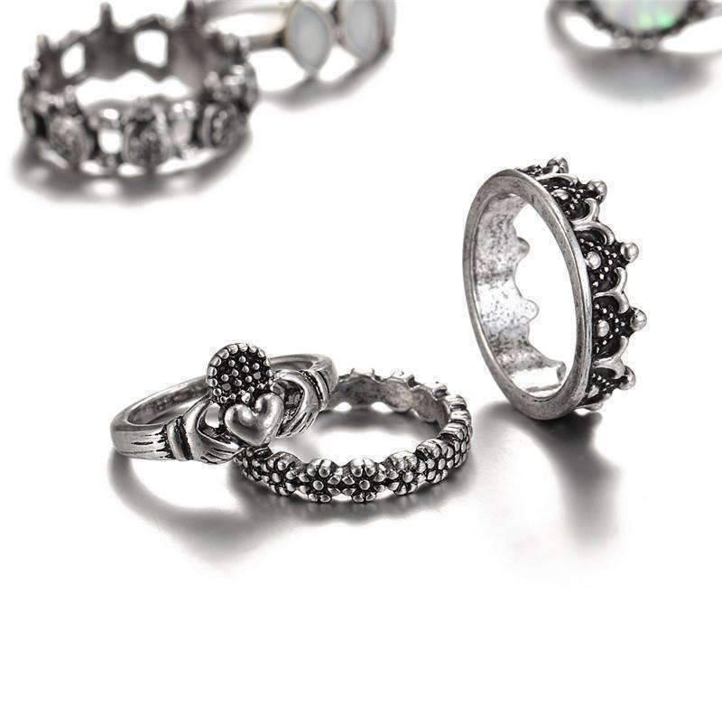 Feshionn IOBI Rings Ultimate Opal Collection Boho Midi-Knuckle Rings Set of 12