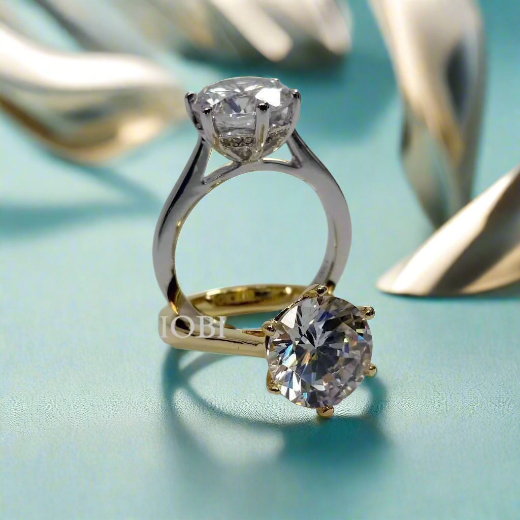 Feshionn IOBI Rings Victoria 4CT Round Cut IOBI Cultured Diamond Solitaire Ring