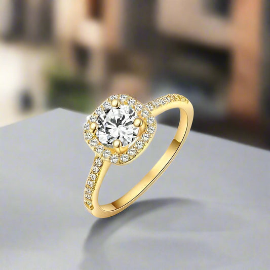 Feshionn IOBI Rings Yellow / 5 ON SALE - Bella Vita Halo 2 CT Round Austrian Crystal Ring ~ In Three Colors