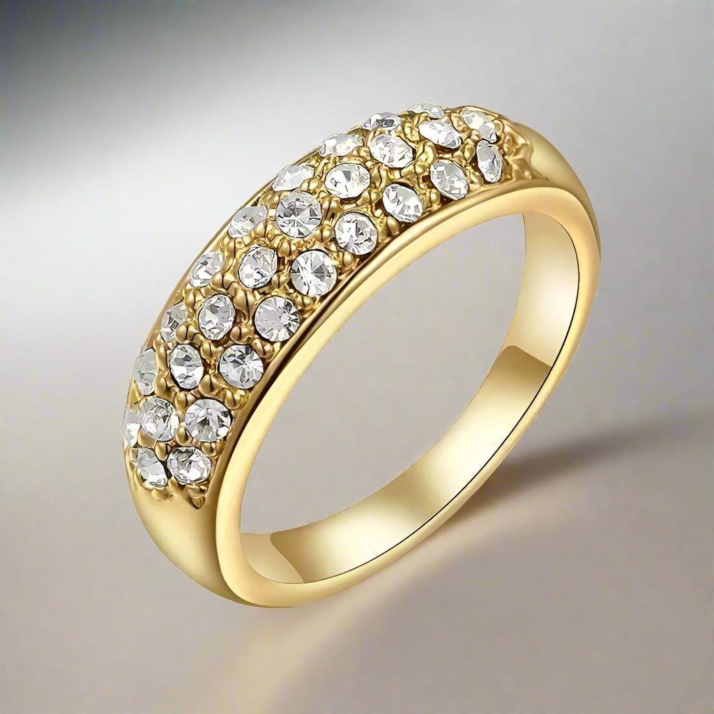 Feshionn IOBI Rings Yellow Gold / 5.5 ON SALE - 18K Gold Pave Austrian Crystals Band Ring - Choose Your Color - Ring