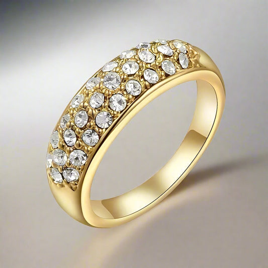 Feshionn IOBI Rings Yellow Gold / 5.5 ON SALE - 18K Gold Pave Austrian Crystals Band Ring - Choose Your Color - Ring