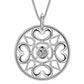 Feshionn IOBI Sets Compass Heart CZ Medallion Sterling Silver Necklace and Earrings Set