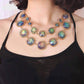 Feshionn IOBI Sets Exotic Peacock Iridescent Cabochon Layered Necklace and Earring Set
