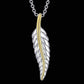 Feshionn IOBI Sets Fern Leaf Two-Tone Sterling Silver Necklace and Cuff Earrings Set