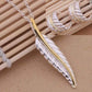 Feshionn IOBI Sets Fern Leaf Two-Tone Sterling Silver Necklace and Cuff Earrings Set