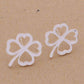 Feshionn IOBI Sets Four Leaf Clover Silhouette Sterling Silver Necklace and Earrings Set