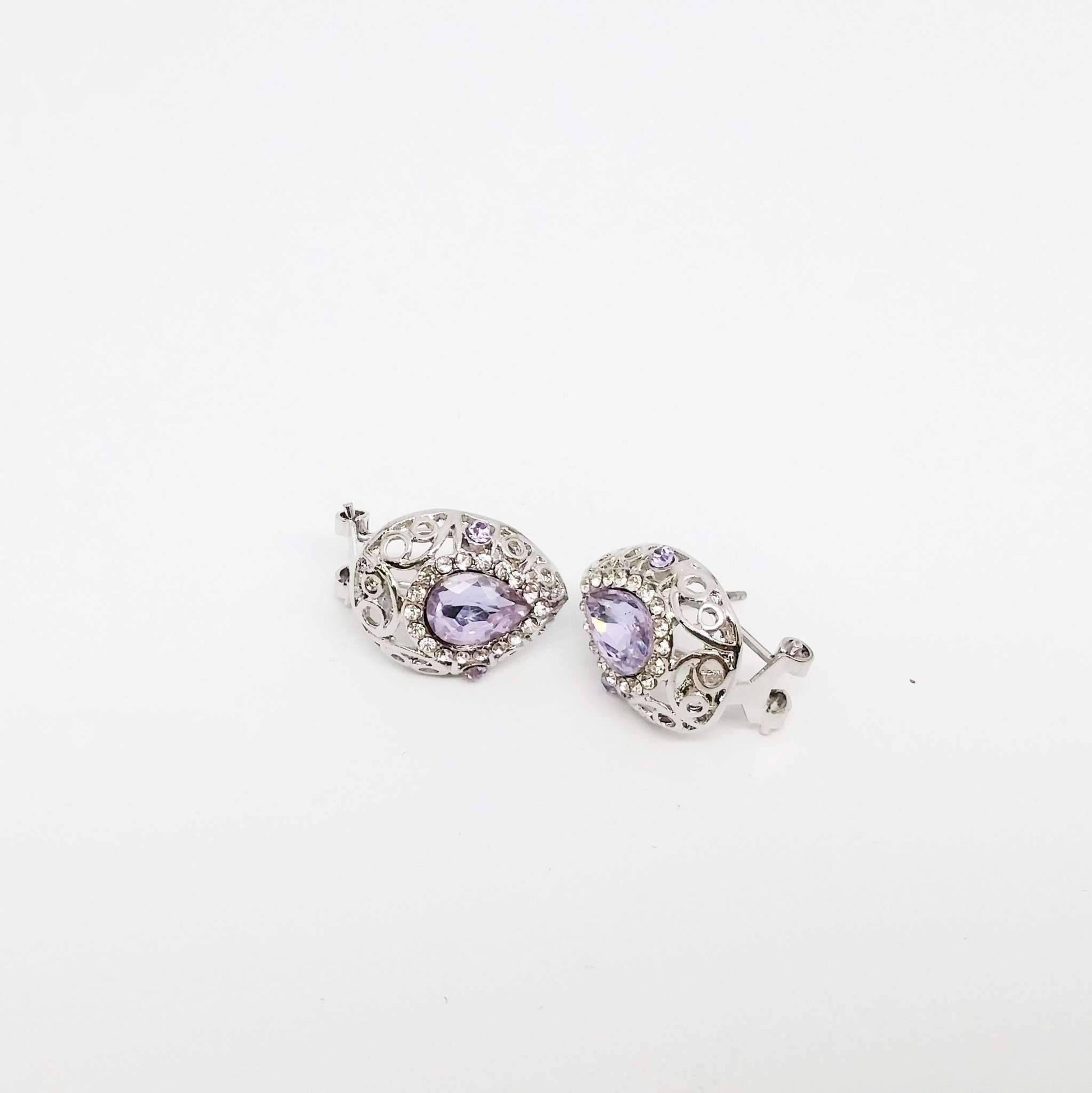 Feshionn IOBI Sets Lilac Earrings Only Vintage Filigree Teardrop Necklace and Earrings Set or Individual - Choose Your Color!