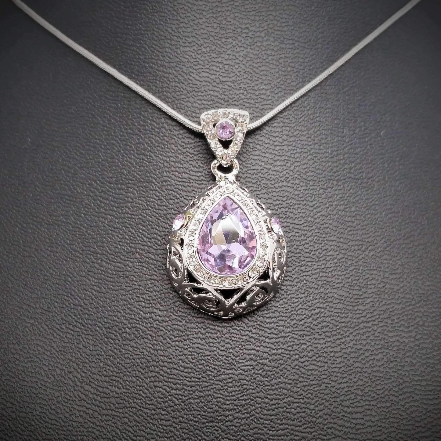 Feshionn IOBI Sets Lilac Necklace Only Vintage Filigree Teardrop Necklace and Earrings Set or Individual - Choose Your Color!
