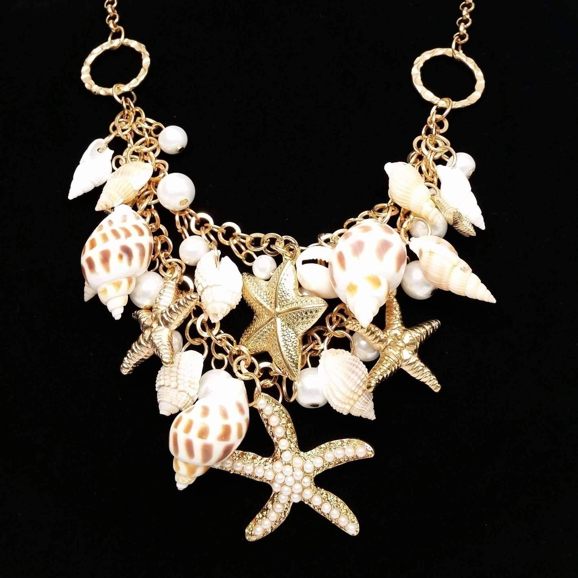 Feshionn IOBI Sets Mermaid's Collar Seashell & Starfish Gold Plated Necklace or Bracelet