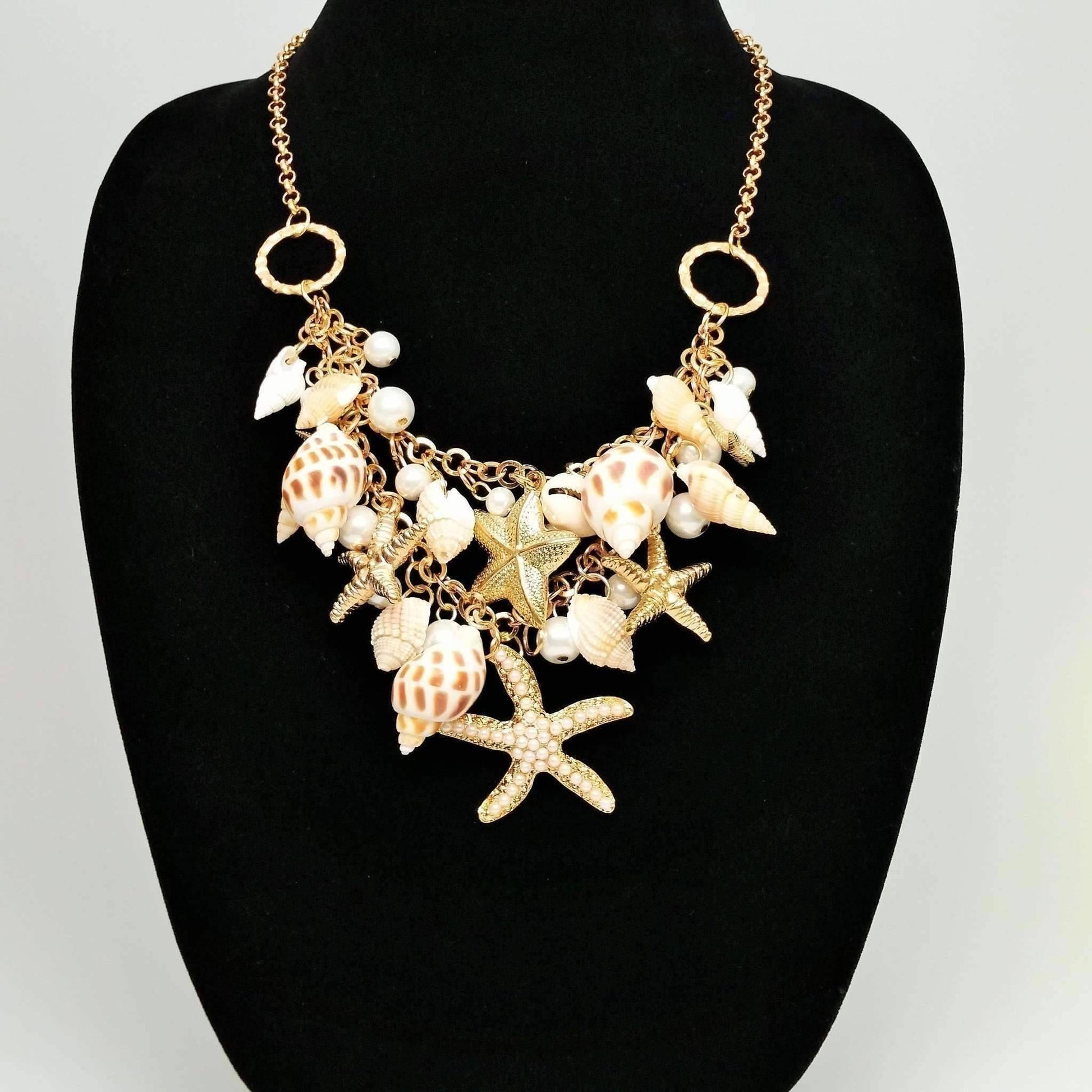Feshionn IOBI Sets Mermaid's Collar Seashell & Starfish Gold Plated Necklace or Bracelet