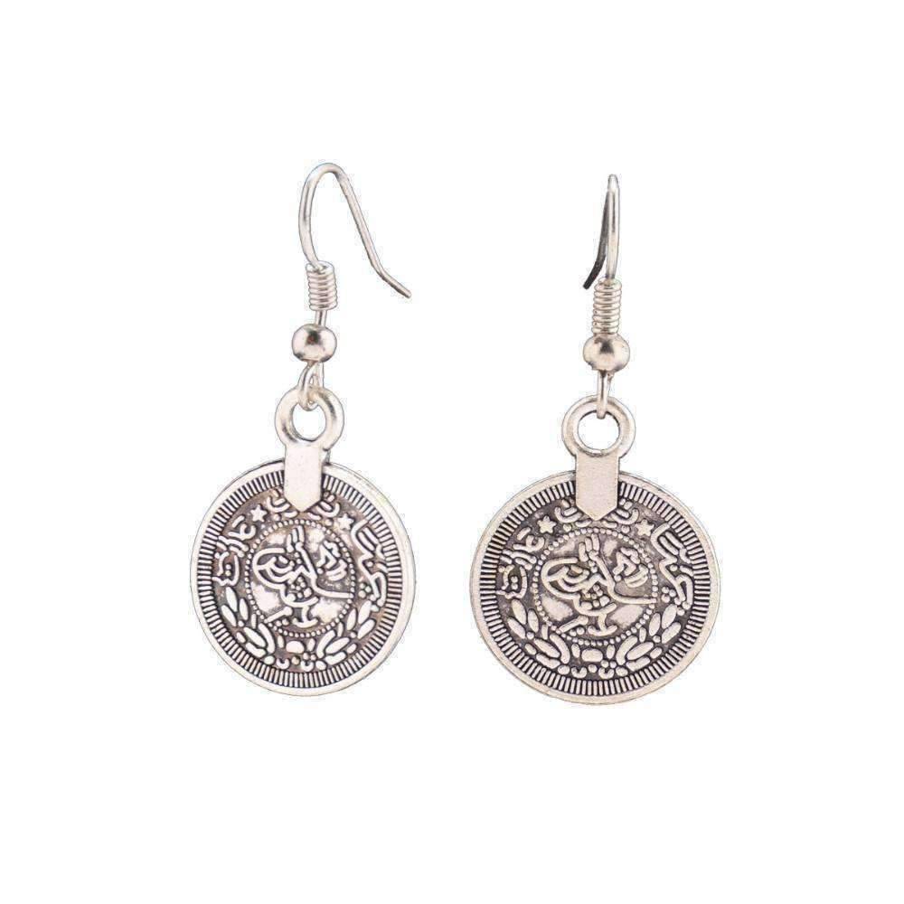 Feshionn IOBI Sets Noble Roman Dangling Coin Collar Necklace, Bracelet and Earring Set