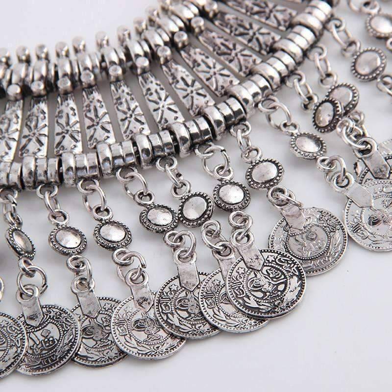 Feshionn IOBI Sets Noble Roman Dangling Coin Collar Necklace, Bracelet and Earring Set