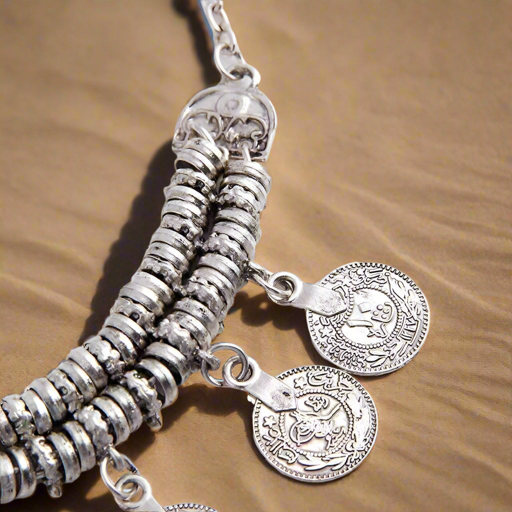 Feshionn IOBI Sets Noble Roman Dangling Coin Collar Necklace, Bracelet and Earring Set