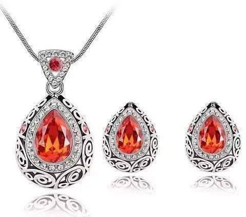 Feshionn IOBI Sets Tangerine Earrings Only Vintage Filigree Teardrop Necklace and Earrings Set or Individual - Choose Your Color!