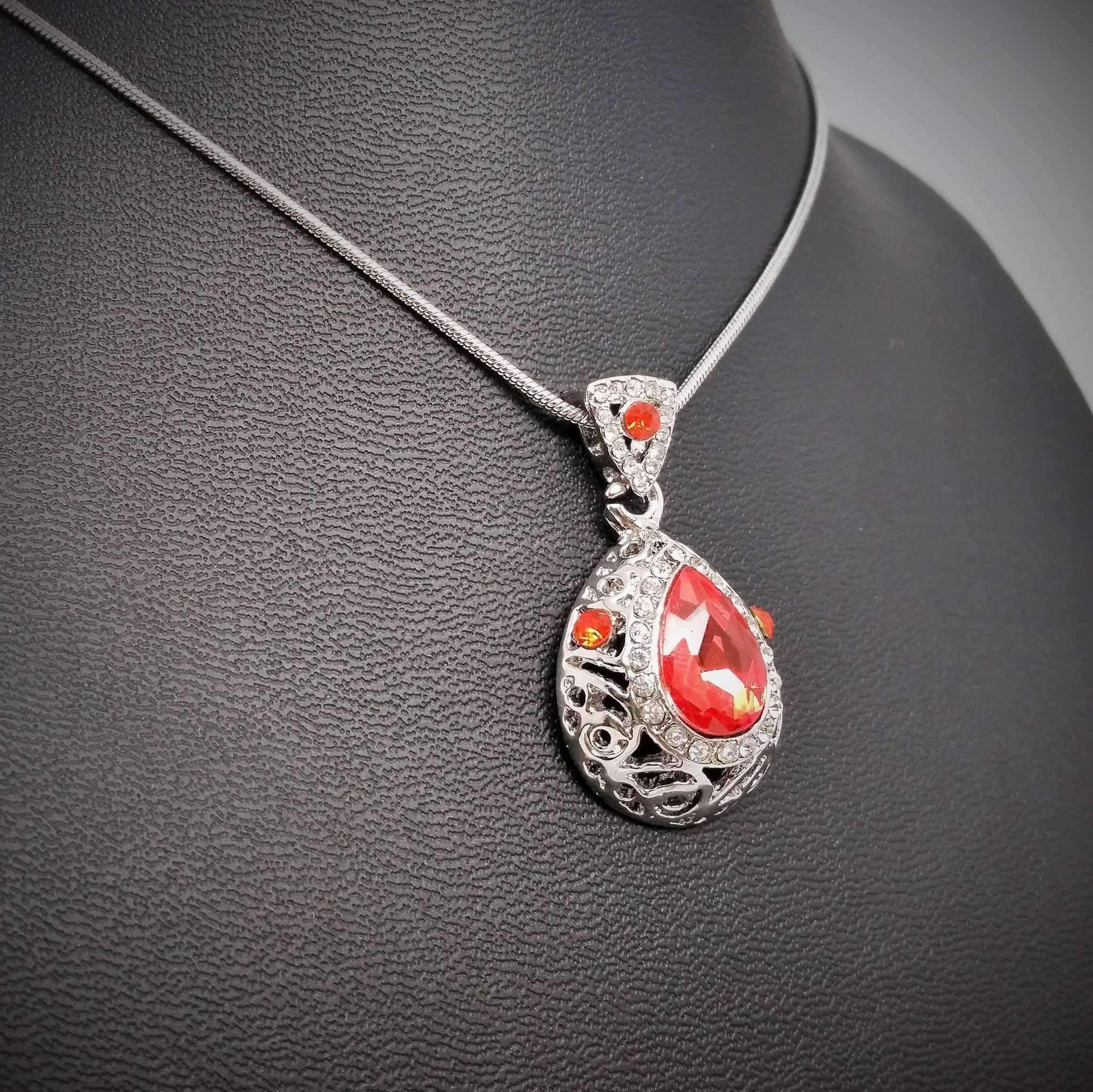 Feshionn IOBI Sets Vintage Filigree Teardrop Necklace and Earrings Set or Individual - Choose Your Color!
