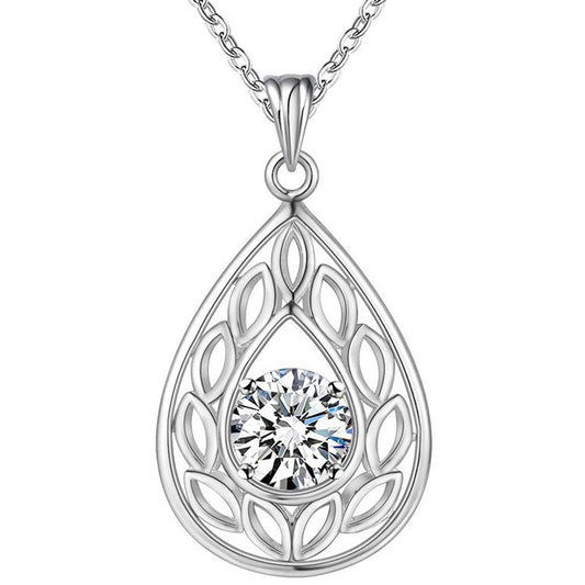 Ornate Pear Drop CZ Sterling Silver Necklace