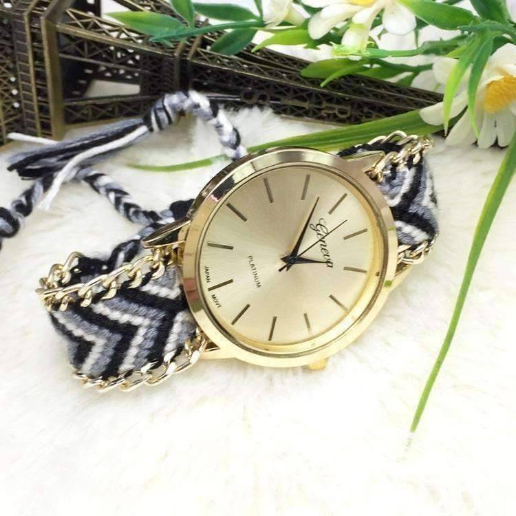 Feshionn IOBI Watches Black & Gray Offbeat Hand Woven Watch in 13 Colorful Patterns