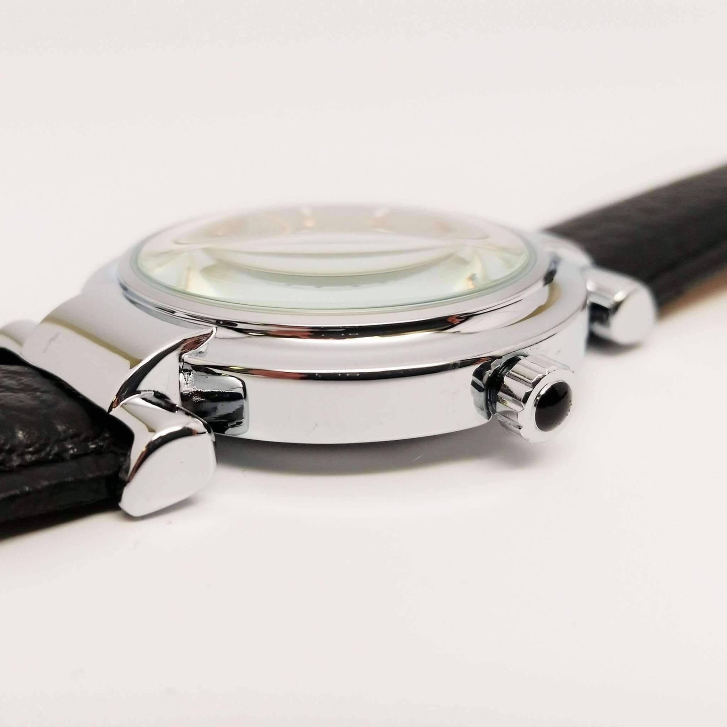Feshionn IOBI Watches Black with Black Crown Sophisticated Omega Case Water Resistant Wrist Watch With Leather Band - 5 Colors to Choose!