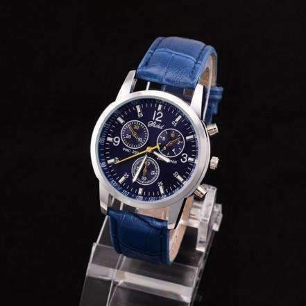 Feshionn IOBI Watches Blue CLEARANCE - Men's Luxury Tach Watch Stainless Steel with Leather Band In Two Colors