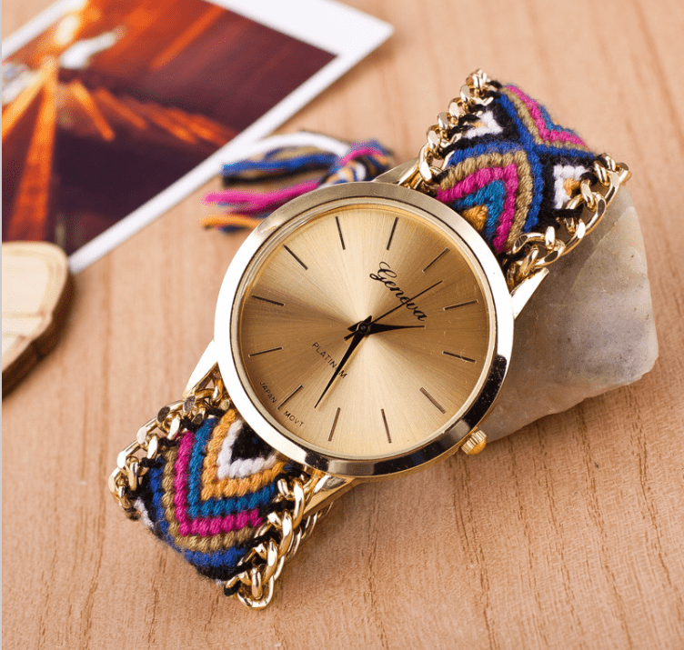 Feshionn IOBI Watches Blue Multi Offbeat Hand Woven Watch in 13 Colorful Patterns