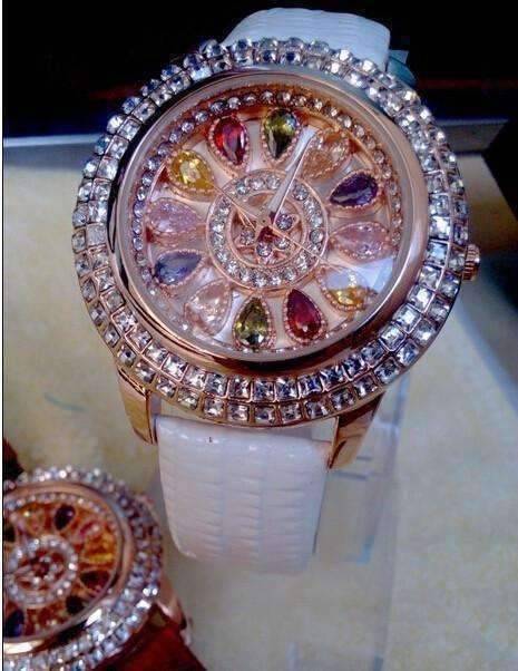 Feshionn IOBI Watches Kaleidoscope of Colors Deluxe Crystal & Leather Wrist Watch ~ Four Colors to Choose!