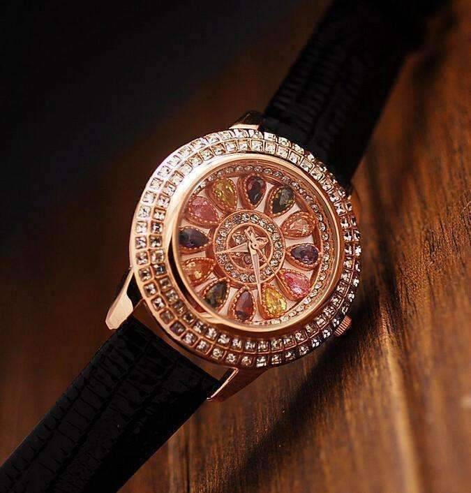 Feshionn IOBI Watches Kaleidoscope of Colors Deluxe Crystal & Leather Wrist Watch ~ Four Colors to Choose!