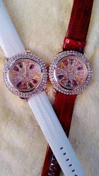 Feshionn IOBI Watches Kaleidoscope of Colors Deluxe Crystal & Leather Wrist Watch ~ Four Colors to Choose!
