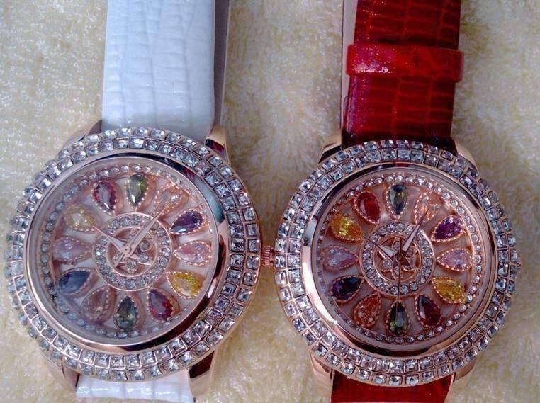 Feshionn IOBI Watches Kaleidoscope of Colors Deluxe Crystal & Leather Wrist Watch ~ Four Colors to Choose!